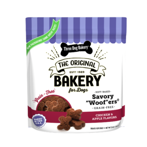 Three Dog Bakery Savory Woofers Chicken and Apple Flavor Dog Treats